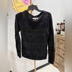 LOFT Black Textured Knit Sweater